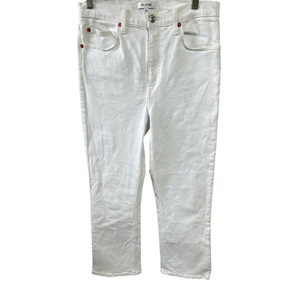 Re/Done 70s High Waisted Crop Boot Jeans White Size 29 Gently Used Quiet Luxury - Picture 3 of 9